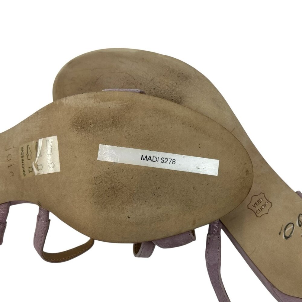 Joie Madi Heeled Sandals Size 7.5 US 38 EU Lilac Purple Suede Strappy Slingback - Picture 11 of 12